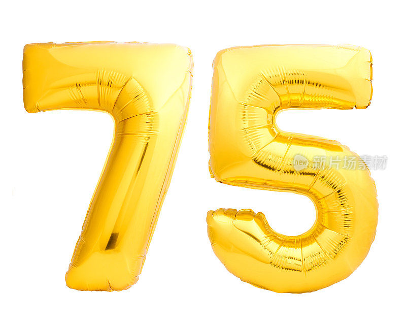金色数字75 75充气气球